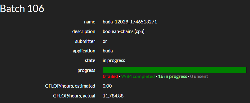 BUDA jobs batch on BOINC Central