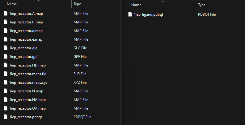 Input files for AutoDock4