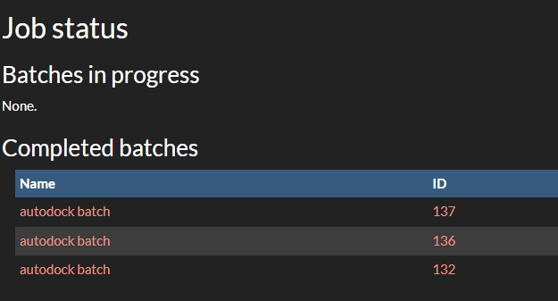 Job status on BOINC Central
