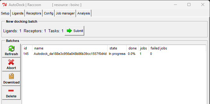 Raccoon2 job submission page to BOINC Central